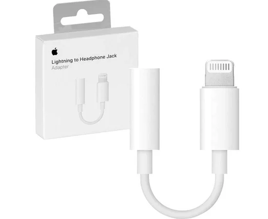 Адаптер для Apple Lightning to 3.5mm Headphone Jack (ААА) (box, no logo) Белый