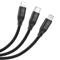 Дата кабель Hoco U104 Ultra 6A 3in1 Lightning -MicroUSB-Type-C (1.2m) Черный