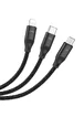 Дата кабель Hoco U104 Ultra 6A 3in1 Lightning -MicroUSB-Type-C (1.2m) Черный