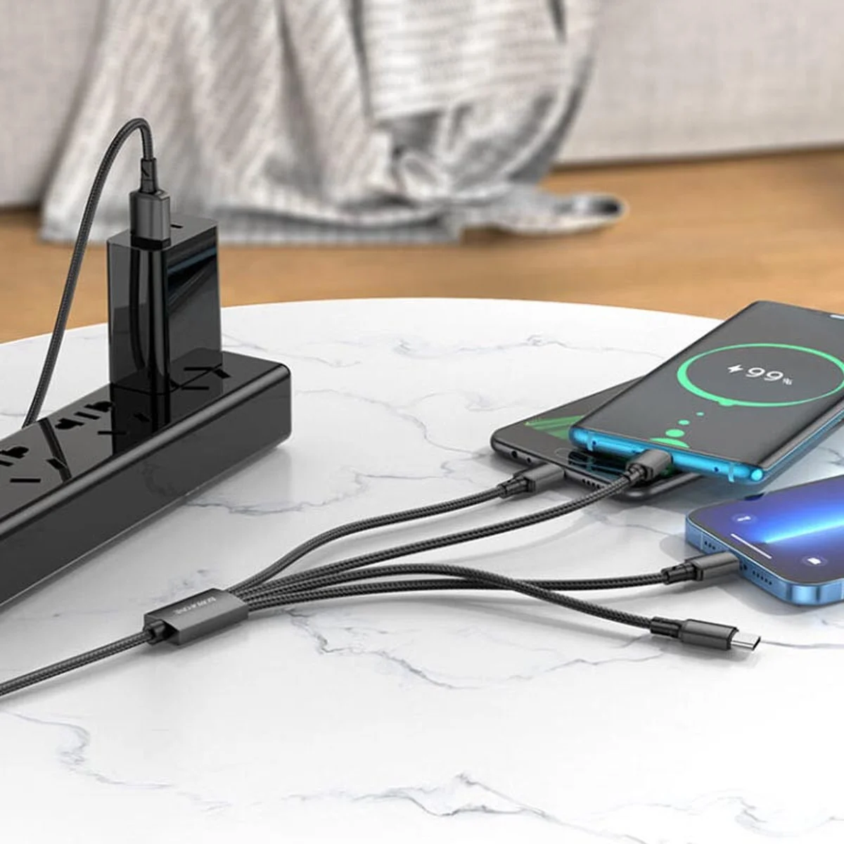 Дата кабель Borofone BX72 USB to 4in1 (Type-C/Type-C/MicroUSB/Lightning) (1m) Черный