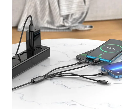 Дата кабель Borofone BX72 USB to 4in1 (Type-C/Type-C/MicroUSB/Lightning) (1m) Черный