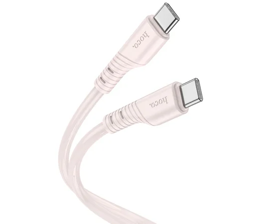 Дата кабель Hoco X97 Crystal color Type-C to Type-C 60W (1m) Light pink