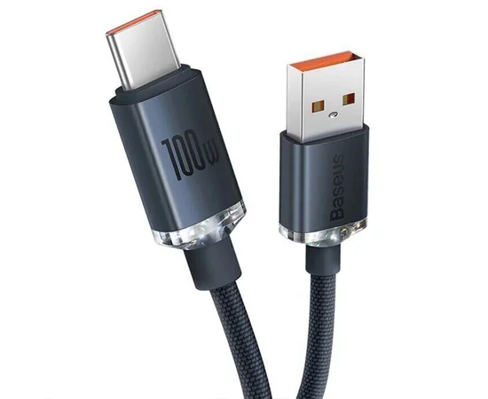 Дата кабель Baseus Crystal Shine Series USB to Type-C 100W (2m) (CAJY00050) Black