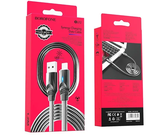 Дата кабель Borofone BU12 Synergy USB to MicroUSB (1.2m) Черный