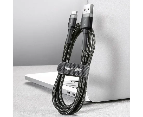 Дата кабель Baseus Cafule Type-C Cable 3A (1m) Черный / Серый