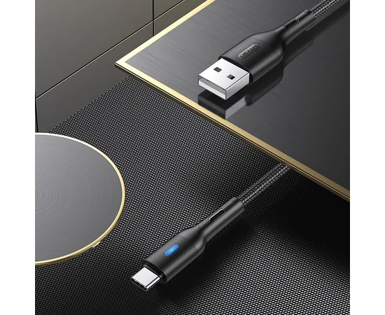 Дата кабель USAMS US-SJ460 U-Bob Series USB to Type-C Smart Power-off Cable (1.2m) Черный