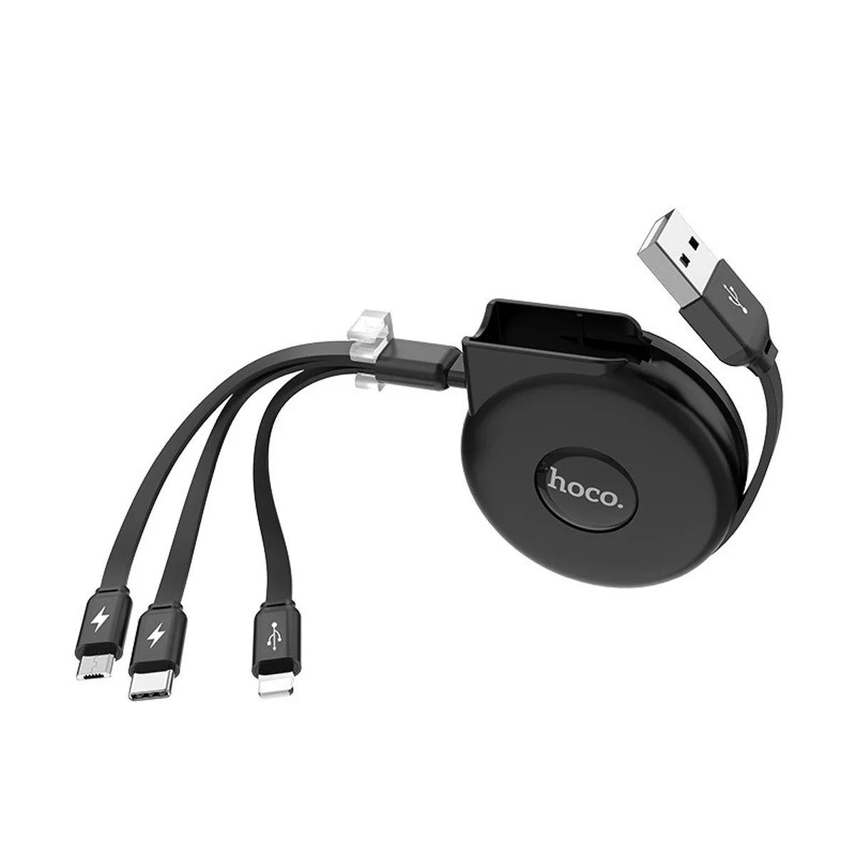 Дата кабель Hoco U50 3in1 Lightning-microUSB-Type-C (1m) Черный