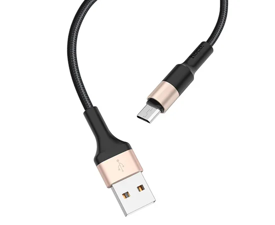 Дата кабель Hoco X26 Xpress Micro USB Cable (1m) Черный / Золотой