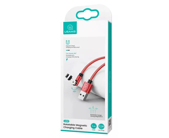 Дата кабель USAMS US-SJ472 U59 Lightning Rotatable Magnetic (1m) Красный