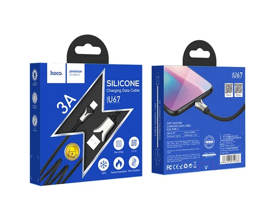 Дата кабель Hoco U67 "Soft Silicone" Type-C (1.2m) Черный