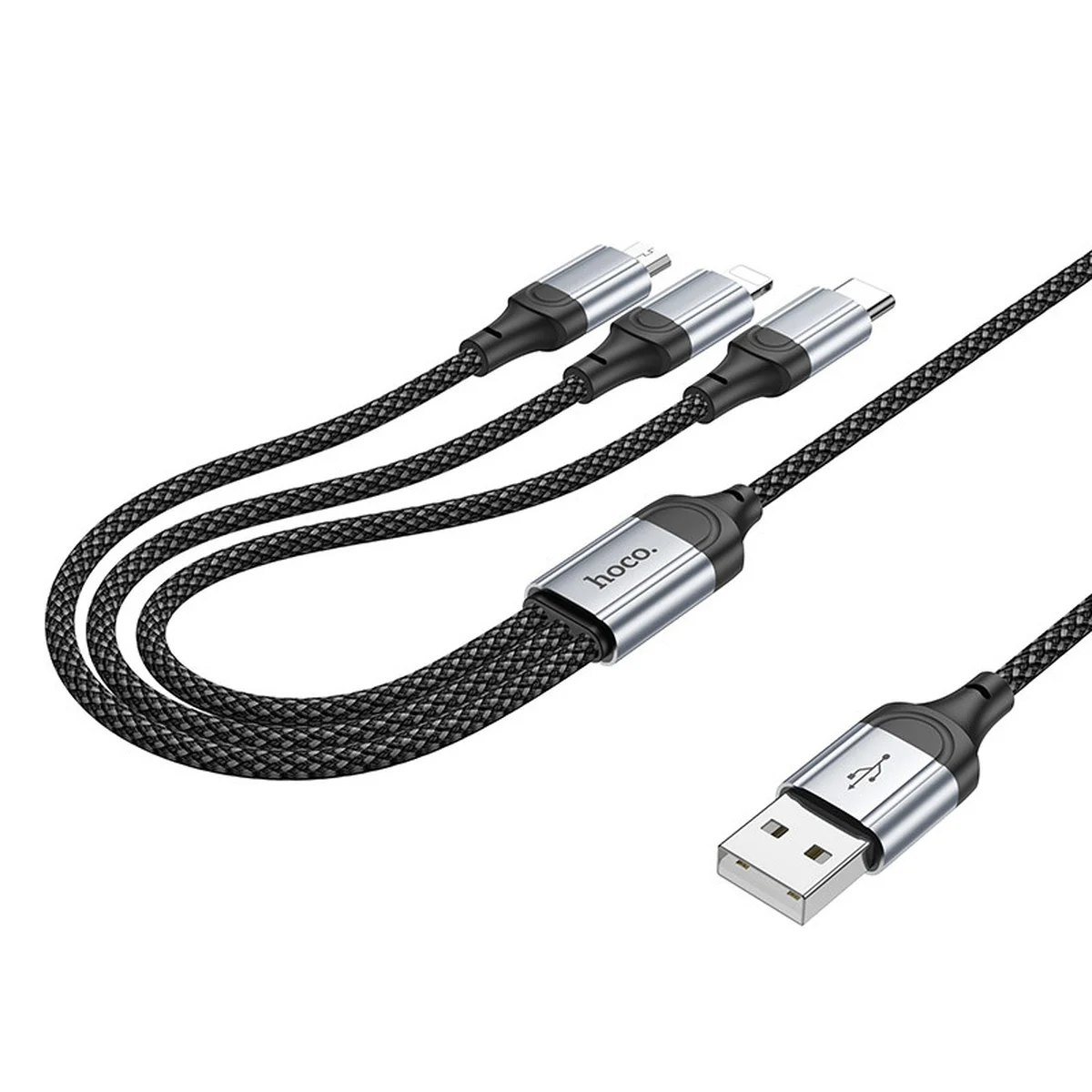 Дата кабель Hoco X102 Fresh 3in1 USB to Lightning + MicroUSB + Type-C (1m) Black