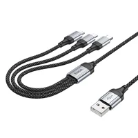 Дата кабель Hoco X102 Fresh 3in1 USB to Lightning + MicroUSB + Type-C (1m) Black
