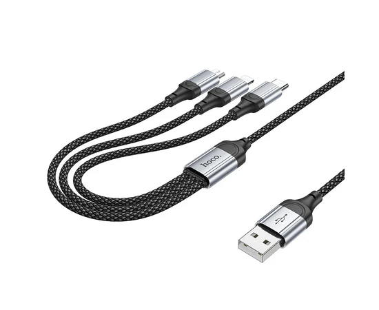 Дата кабель Hoco X102 Fresh 3in1 USB to Lightning + MicroUSB + Type-C (1m) Black