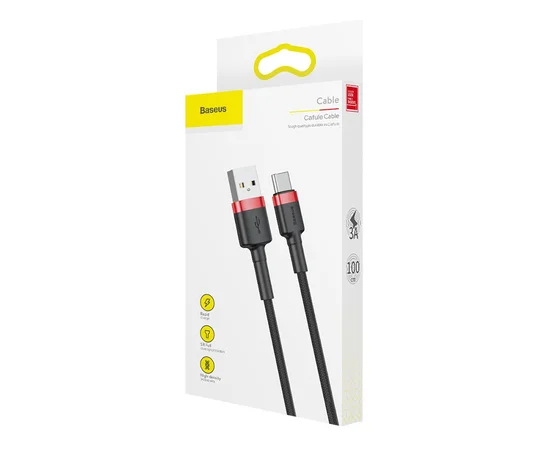 Дата кабель Baseus Cafule Type-C Cable 3A (0.5m) Красный / Черный