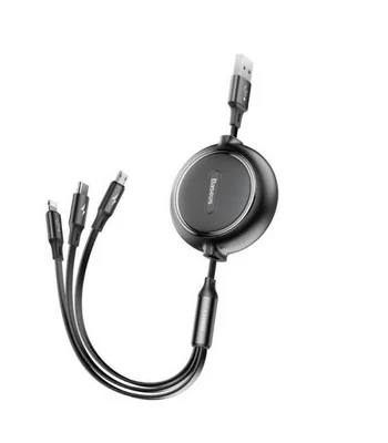 Дата кабель Baseus Golden Loop 3-in-1 (1.2m) Черный