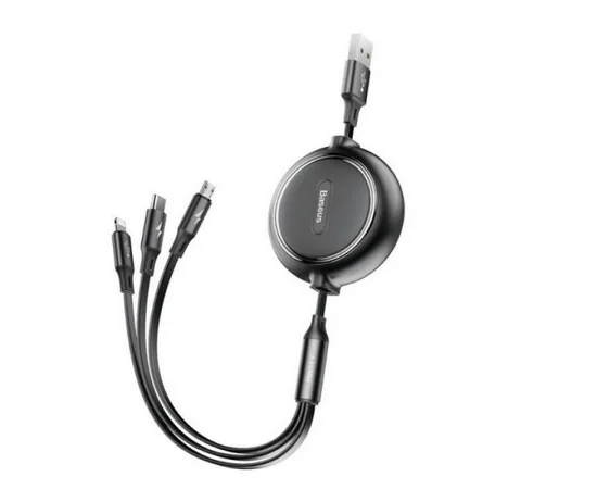 Дата кабель Baseus Golden Loop 3-in-1 (1.2m) Черный