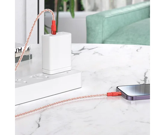 Дата кабель Hoco X99 Crystal Junction PD 27W Type-C to Lightning (1.2m) Red