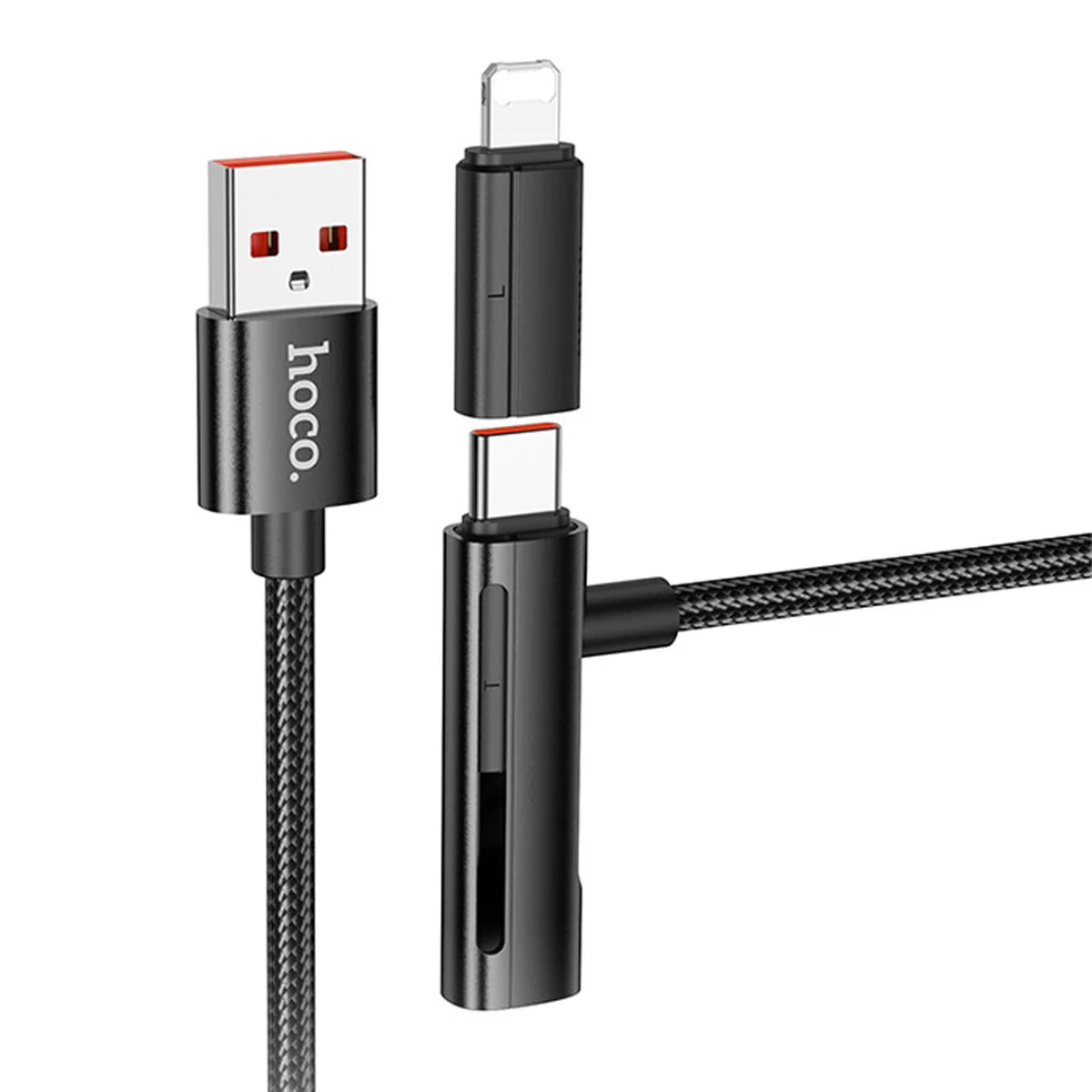 Дата кабель Hoco U135 Incredible 2in1 USB to Lightning/Type-C (1m) Black