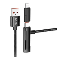 Дата кабель Hoco U135 Incredible 2in1 USB to Lightning/Type-C (1m) Black
