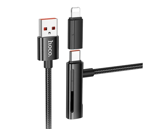 Дата кабель Hoco U135 Incredible 2in1 USB to Lightning/Type-C (1m) Black