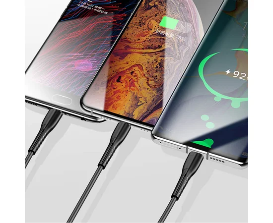 Дата кабель Usams US-SJ367 U35 3in1 USB to Combo 2A (1m) Черный