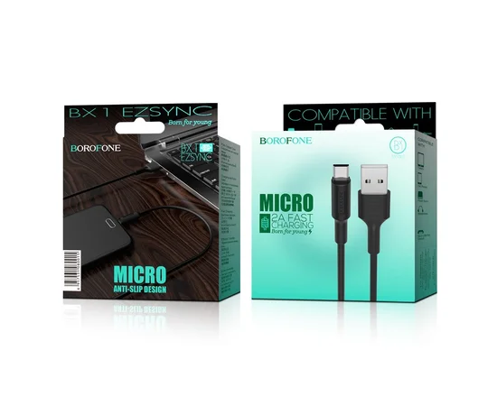 Дата кабель Borofone BX1 EzSync USB to MicroUSB (1m) Черный