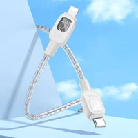 Дата кабель Hoco U124 Stone silicone power-off Type-C to Lightning Gray