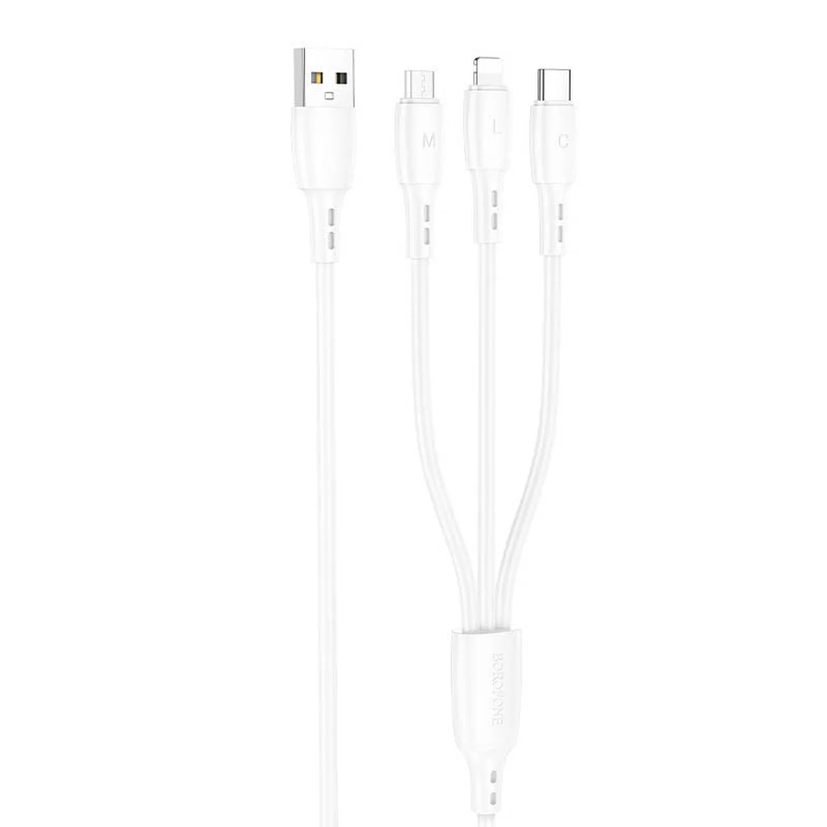 Дата кабель Borofone BX71 USB to 3in1 (1m) Белый