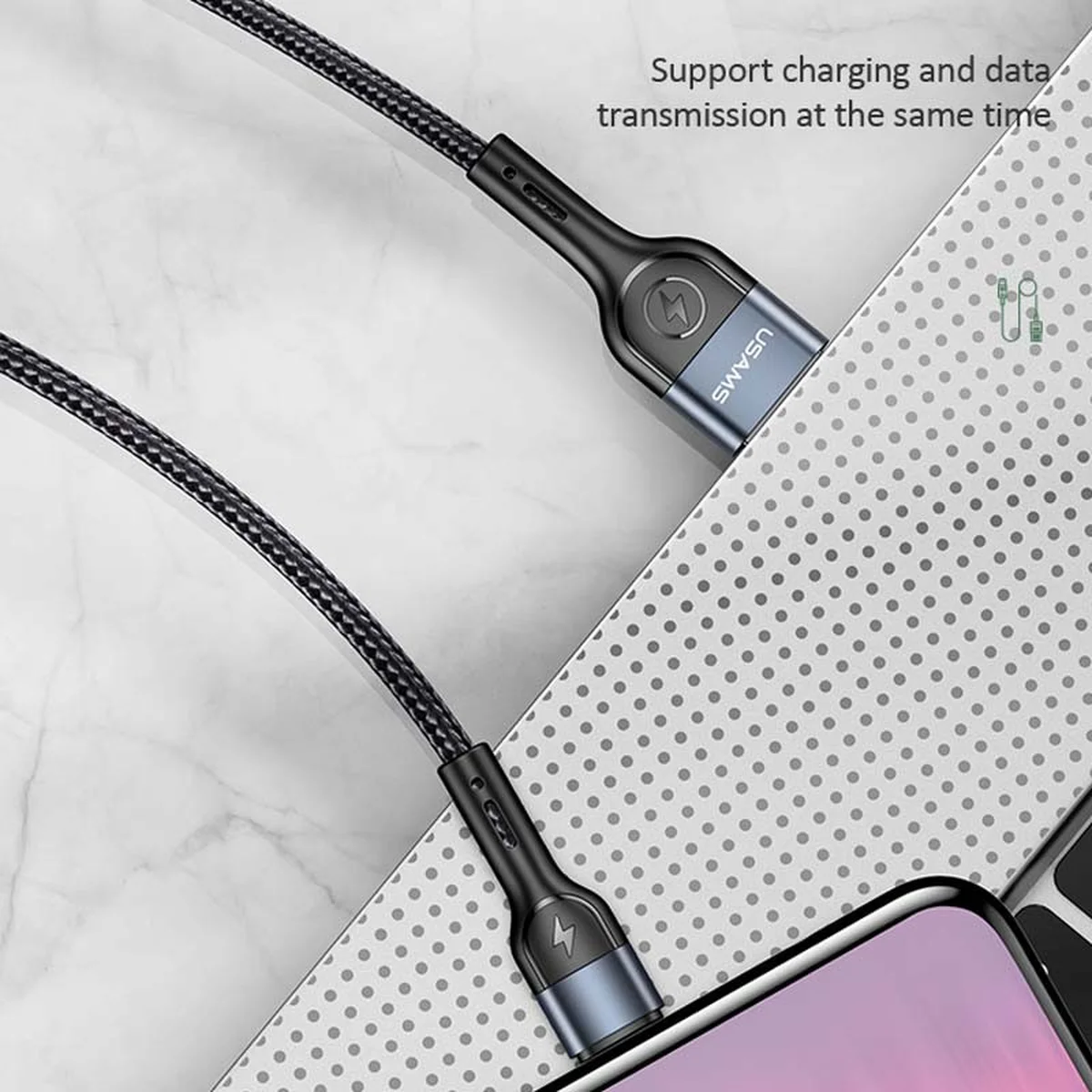 Дата кабель Usams US-SJ450 U55 Aluminum Alloy Braided USB to MicroUSB (1m) Black