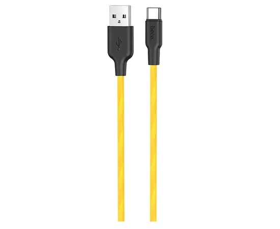 Дата кабель Hoco X21 Plus Silicone Type-C Cable (0.25m) Black / Yellow