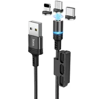 Дата кабель Hoco DU42 Magnetic 3in1 Lightning-microUSB-Type-C (1m) Черный