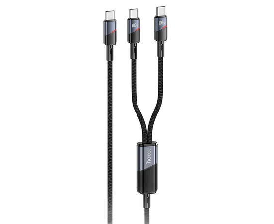 Дата кабель Hoco U139 Type-C to Type-C/Type-C 100W (1.2m) Black