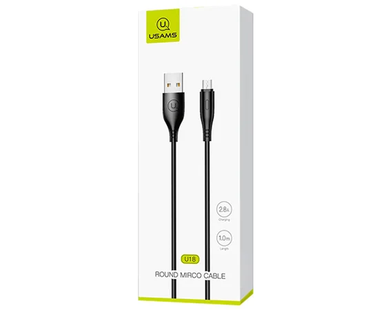 Дата кабель USAMS US-SJ268 U18 Round MicroUSB Cable (1m) Черный