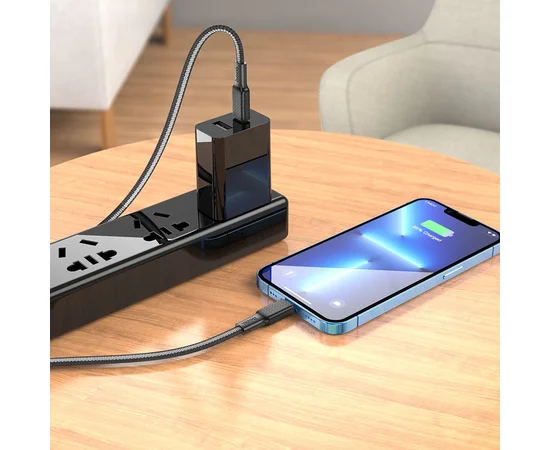 Дата кабель Hoco X69 Jaeger PD Type-C to Lightning (1m) Черный / Белый