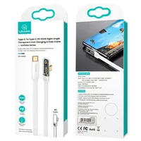 Дата кабель USAMS US-SJ587 Type-C to Type-C PD 100W Right-angle (2m) White