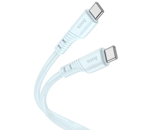Дата кабель Hoco X97 Crystal color Type-C to Type-C 60W (1m) Light blue