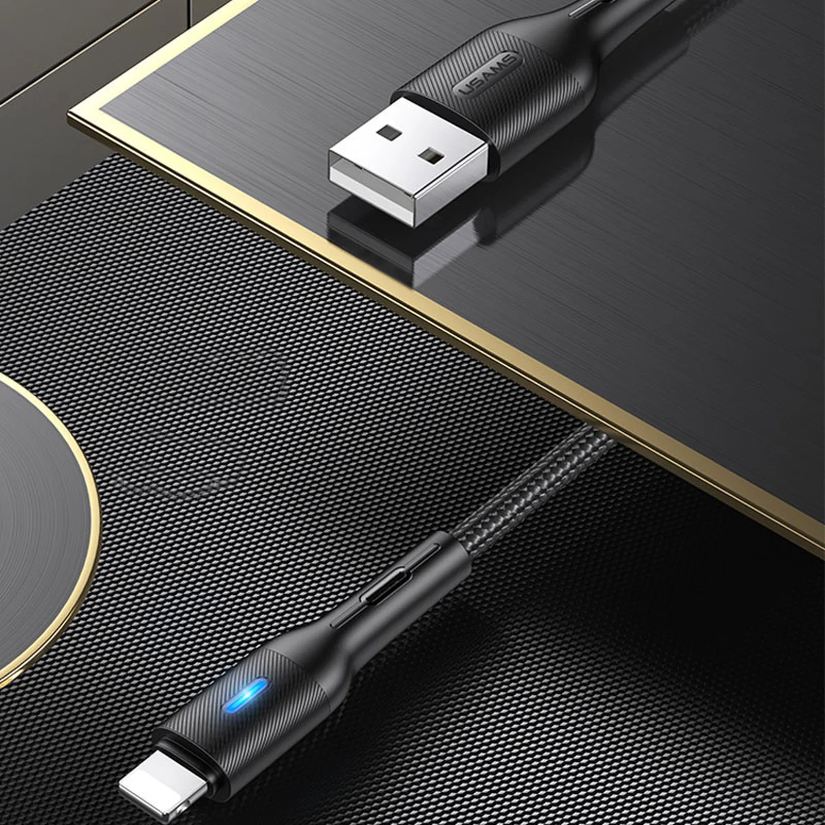 Дата кабель USAMS US-SJ425 U-Bob Series USB to Lightning Smart Power-off Cable (1.2m) Черный