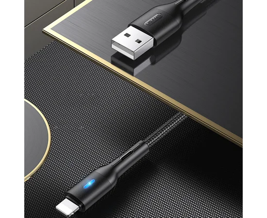 Дата кабель USAMS US-SJ425 U-Bob Series USB to Lightning Smart Power-off Cable (1.2m) Черный