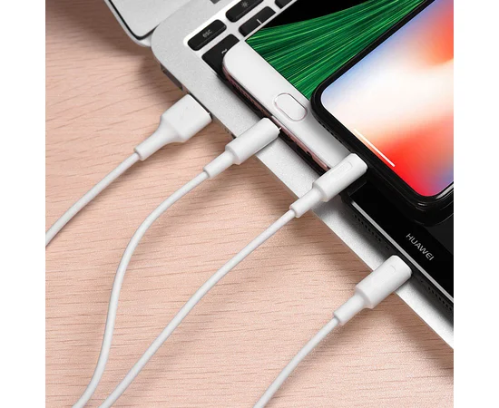 Дата кабель Hoco X25 "Soarer" 3in1 Lightning -MicroUSB-Type-C Белый