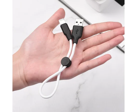Дата кабель Hoco X21 Plus Silicone Lightning Cable (0.25m) black_white