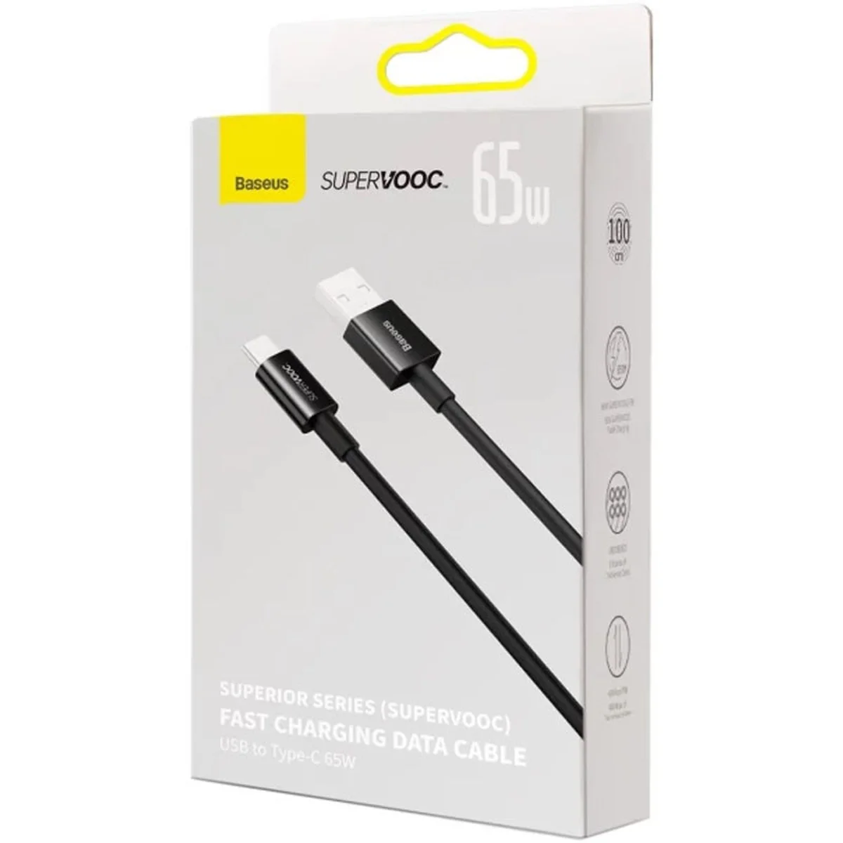 Дата кабель Baseus Superior Series (SUPERVOOC) Fast Charging USB to Type-C 65W 1m (CAYS00090) Black