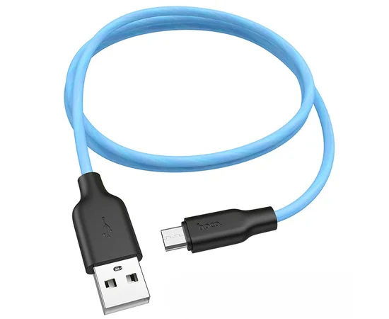 Дата кабель Hoco X21 Plus Silicone MicroUSB Cable (1m) Black / Blue