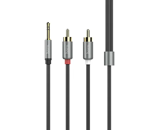 Аудио кабель Aux Hoco UPA10 Lotus Double RCA Audio 3.5 mm (1,5м) Серый