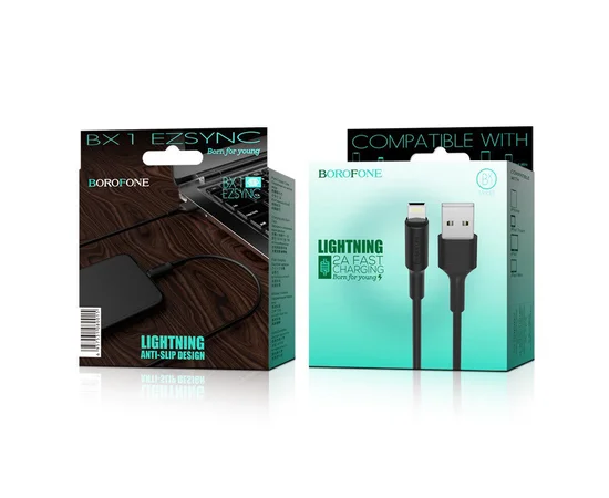 Дата кабель Borofone BX1 EzSync USB to Lightning (1m) Черный