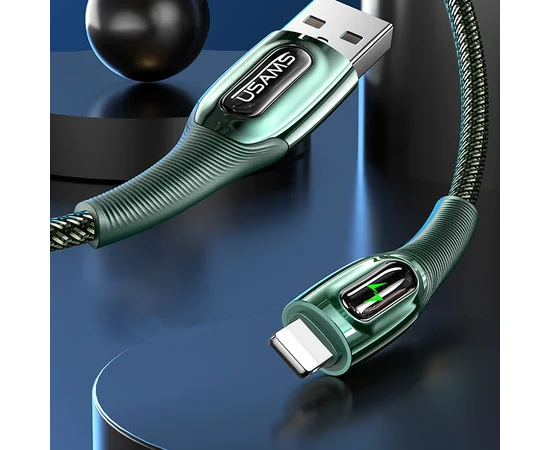 Дата кабель USAMS US-SJ470 Raydan Series USB to Lightning Smart Power-off Cable (2m) Темно-зеленый