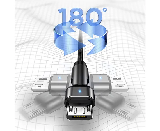Дата кабель USAMS US-SJ478 U60 Rotatable USB to MicroUSB (1m) Черный