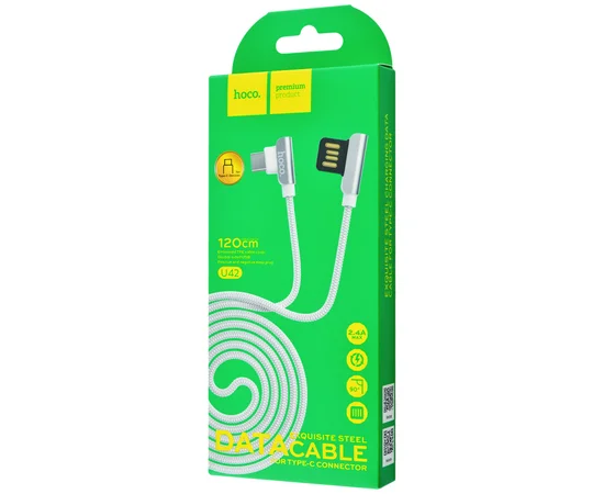 Дата кабель Hoco U42 Exquisite Steel Type-C cable (1.2m) white