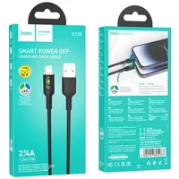Дата кабель Hoco U120 Transparent explore intelligent power-off USB to Lightning (1.2m) Black