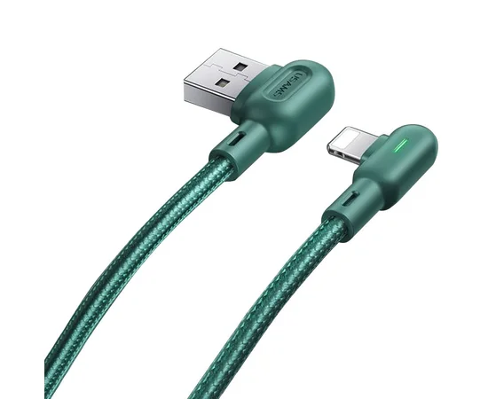 Дата кабель USAMS US-SJ455 U57 Lightning Dual Right-angle Cable With Colorful Light (1.2m) Зеленый