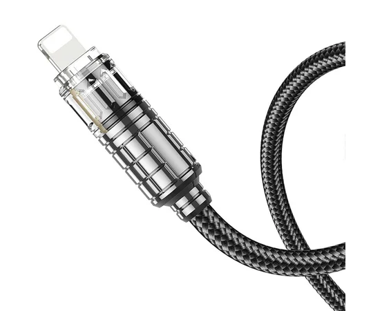 Дата кабель Hoco U122 Lantern Transparent Discovery Edition USB to Lightning Black